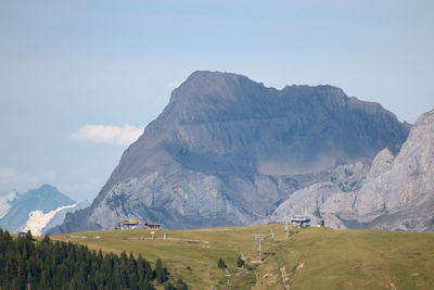 Scenic view of landscape and mountains against sky