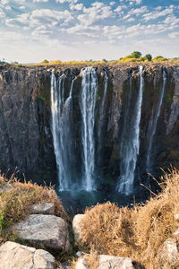 Scenic view of waterfall