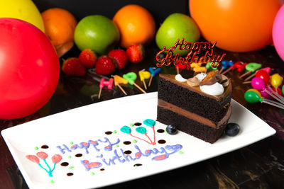 Close-up of cake on table