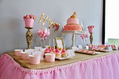 View of cakes on table