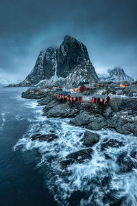 Scenic view of mountain against sky during winter