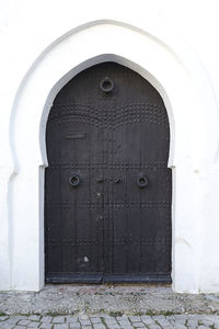 Closed door of old building