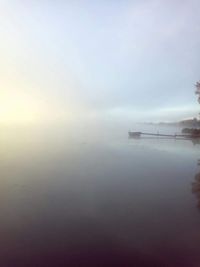 Scenic view of sea during foggy weather