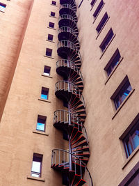 Low angle view of spiral staircase of building