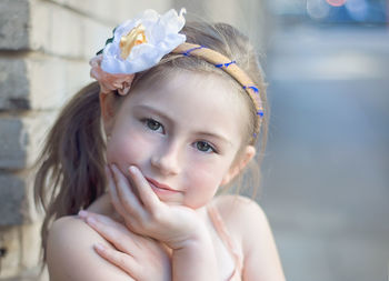 Close-up portrait of innocent girl