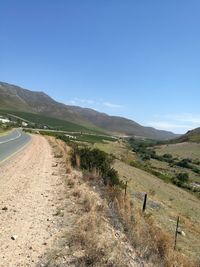 Scenic view of landscape against clear blue sky