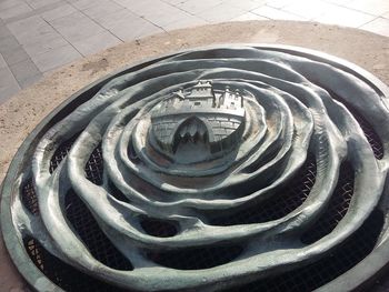 High angle view of spiral staircase