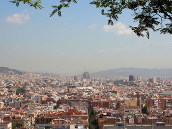 High angle view of buildings in city