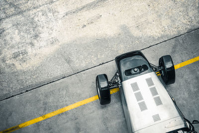 High angle view of car on street