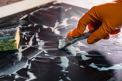 Man working on table