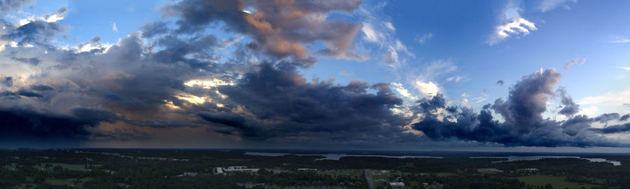 Panoramic view of sea against sky during sunset