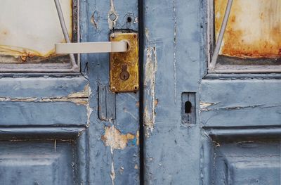 Closed door of old building