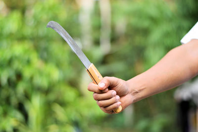 Cropped hand holding knife