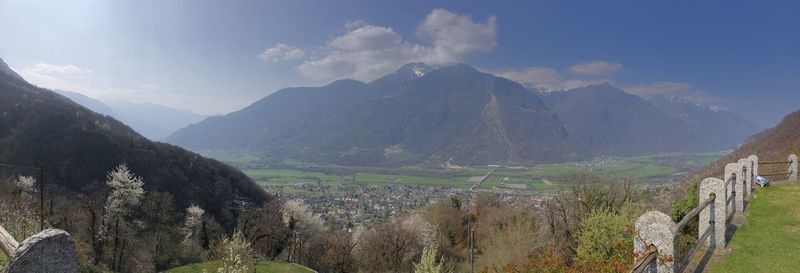 Panoramic view of landscape and mountains against sky