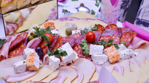 Close-up of served food in plate