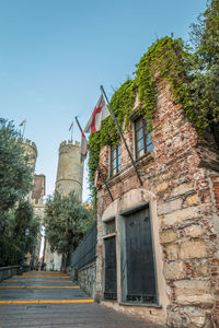 Low angle view of old building against sky