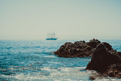 Scenic view of sea against clear sky