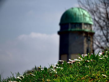 Low angle view of lighthouse against sky