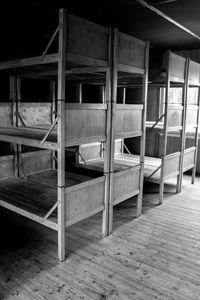 Empty chairs in abandoned building