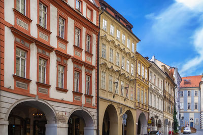 Street with historical houses in prague, czech republic