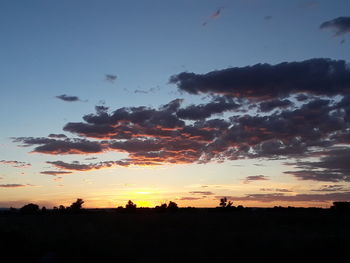 Scenic view of silhouette landscape against sky during sunset