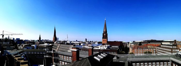 High angle view of buildings in city