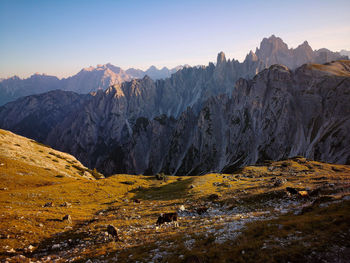 Panoramic view of rocky mountains against sky