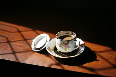 Close-up of coffee on table
