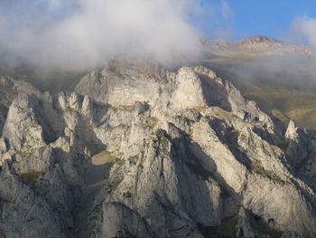 Panoramic view of volcanic landscape against sky