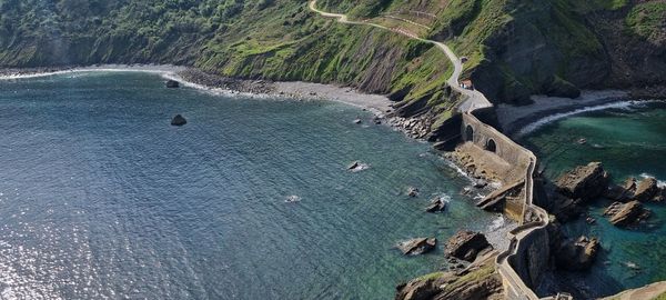 High angle view of beach