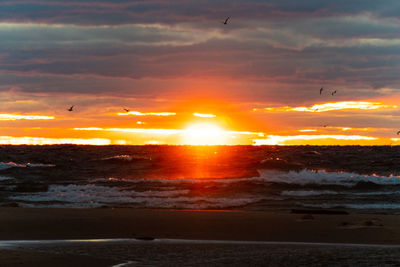 Scenic view of sea against sky during sunset