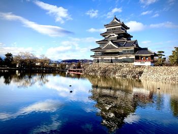 Reflection of  matsumoto castle.