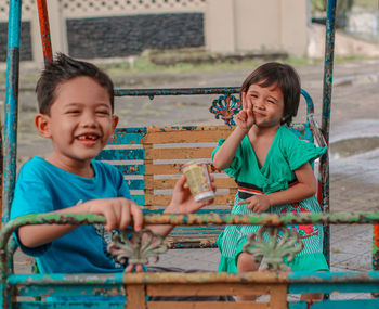 Portrait of boy playing in playground