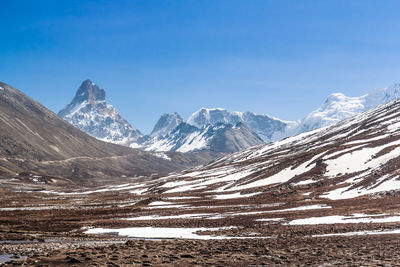 Scenic view of snowcapped mountains