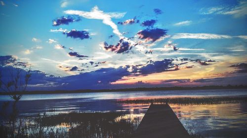 Scenic view of sea at sunset