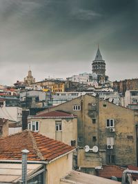 High angle view of buildings in city