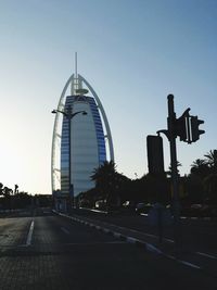 View of city street against clear sky