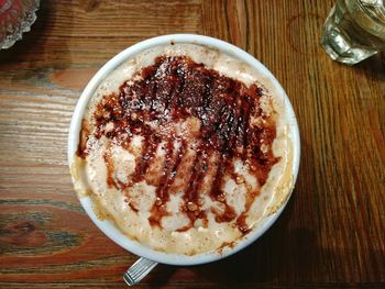 High angle view of coffee on table