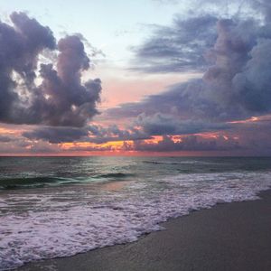 Scenic view of sea against cloudy sky