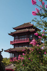 Low angle view of building against clear sky