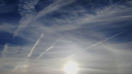 Low angle view of vapor trail in sky