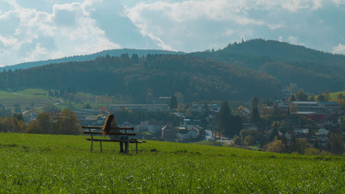 Scenic view of field against sky