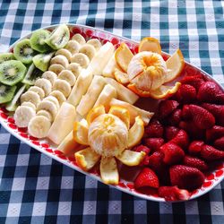 Close-up of fruit salad in plate