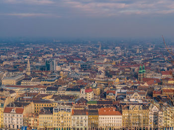 High angle view of townscape against sky