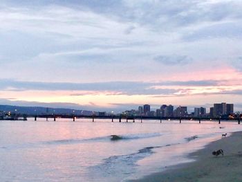 Scenic view of sea against sky at sunset