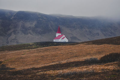 Scenic view of landscape and mountains against sky in iceland