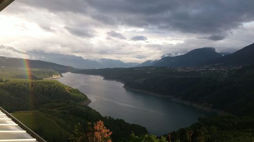 Scenic view of mountains against cloudy sky