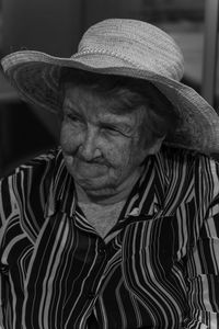 Portrait of old woman looking away