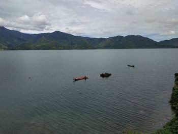 Scenic view of lake against sky