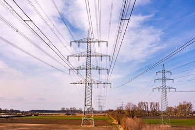 Electricity pylons are needed to overcome the energy crisis caused by energiewende, areal view